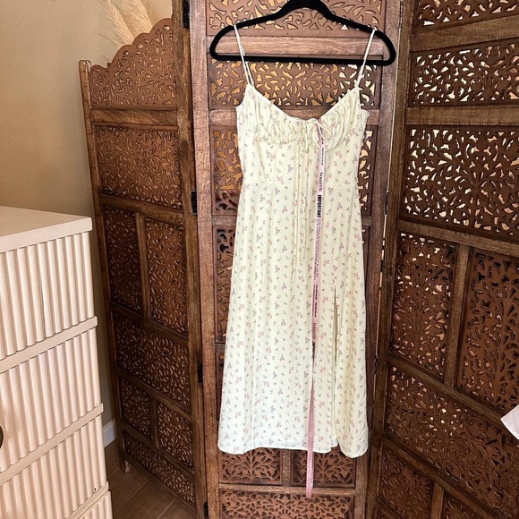 NEW NWT House of CB Yellow Floral Carina Bustier Slit Midi Dress - Picture 3 of 5